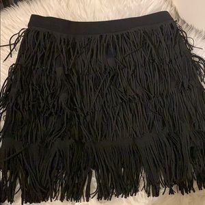 Express Black Fringe Skirt